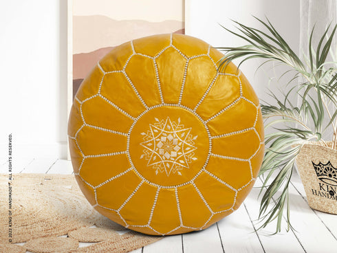 Genuine Leather Pouf Unstuffed - Moroccan Ottoman Footstool, Footrest Cover Boho Decor Bohemian Living Room, Bedroom, Kids Gift & Wedding Room Hand Stitched by Artisans Used As Hassock pouf ottoman hassock  hassocks and ottomans leather pouf hassock furniture pouf ottoman moroccan pouf pouf ottoman leather ottoman